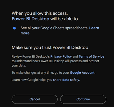 Review the terms and conditions, then click continue Page