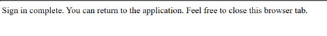 Sign in complete browser Tab Page